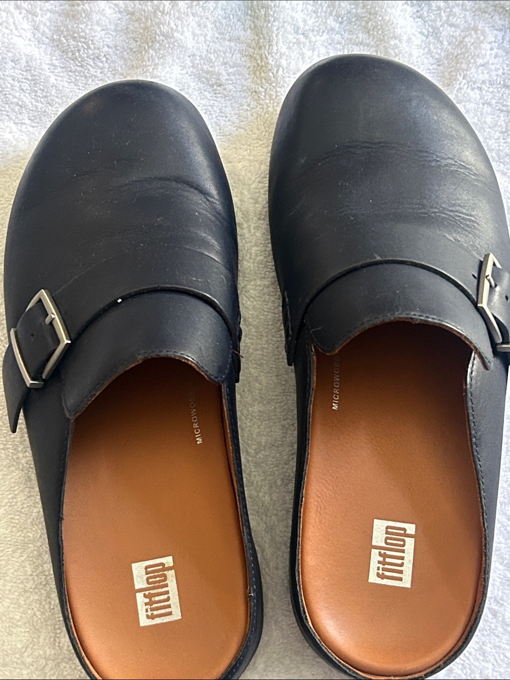 Fitflop Black Slip-On Clogs with Buckle